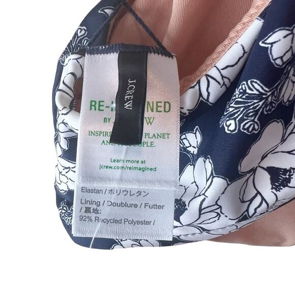 J. Crew Square‎ Neck Wide Strap Bikini Top In Magnolia Floral Navy Size 3X NWT - Picture 7 of 8